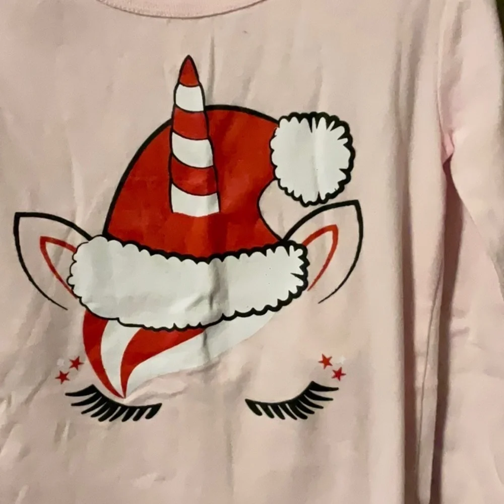 Place Pink Long Sleeve Tee with Santa Hat Design